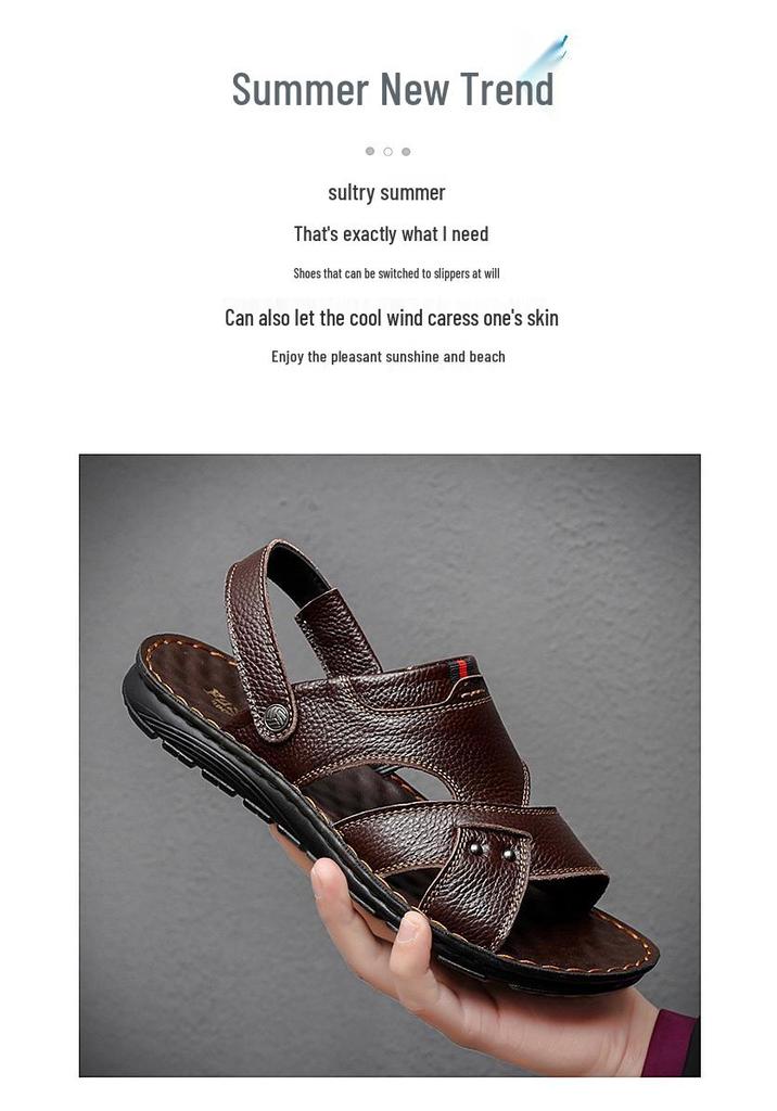 2023 Men's Genuine Leather Casual Beach Sandals