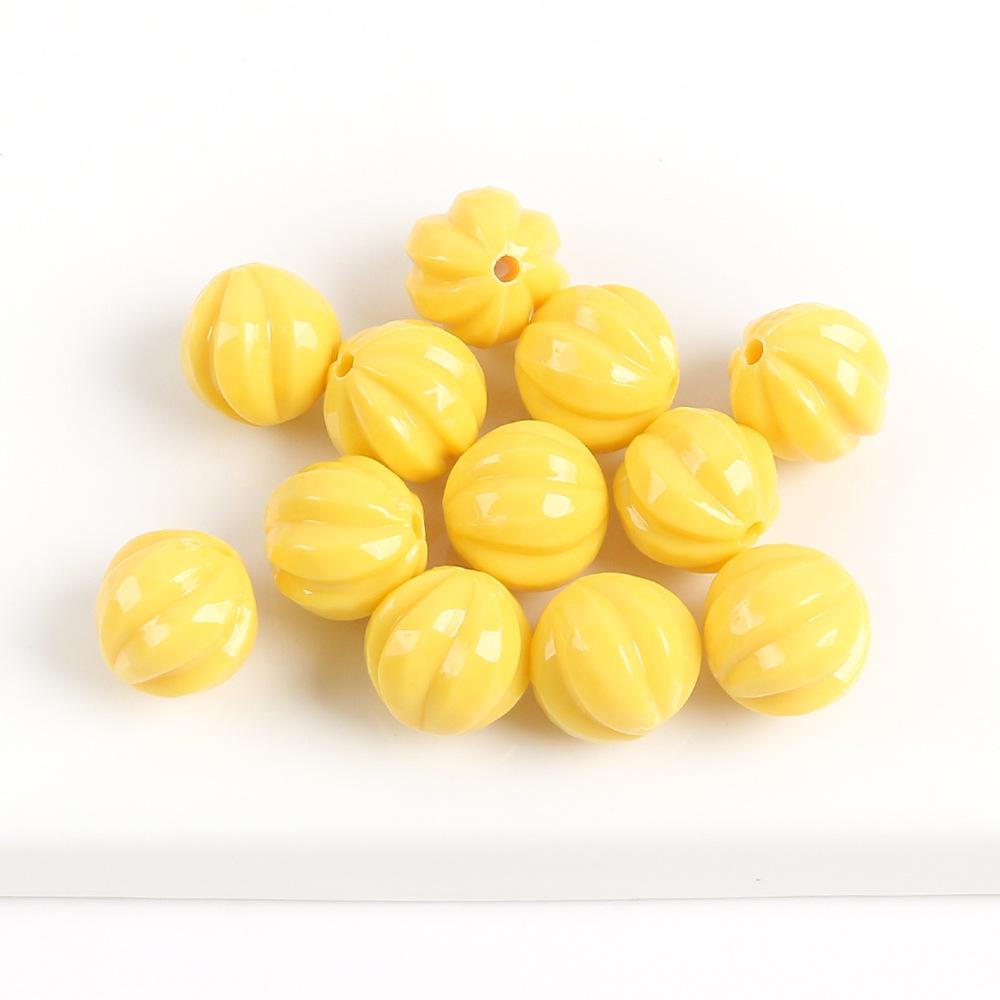

Acrylic Colored Pumpkin Beads Round Beads Diy Perforated Loose Beads Beaded Necklace Bracelet Earrings Material Bead Spacer Accessories 20 pieces