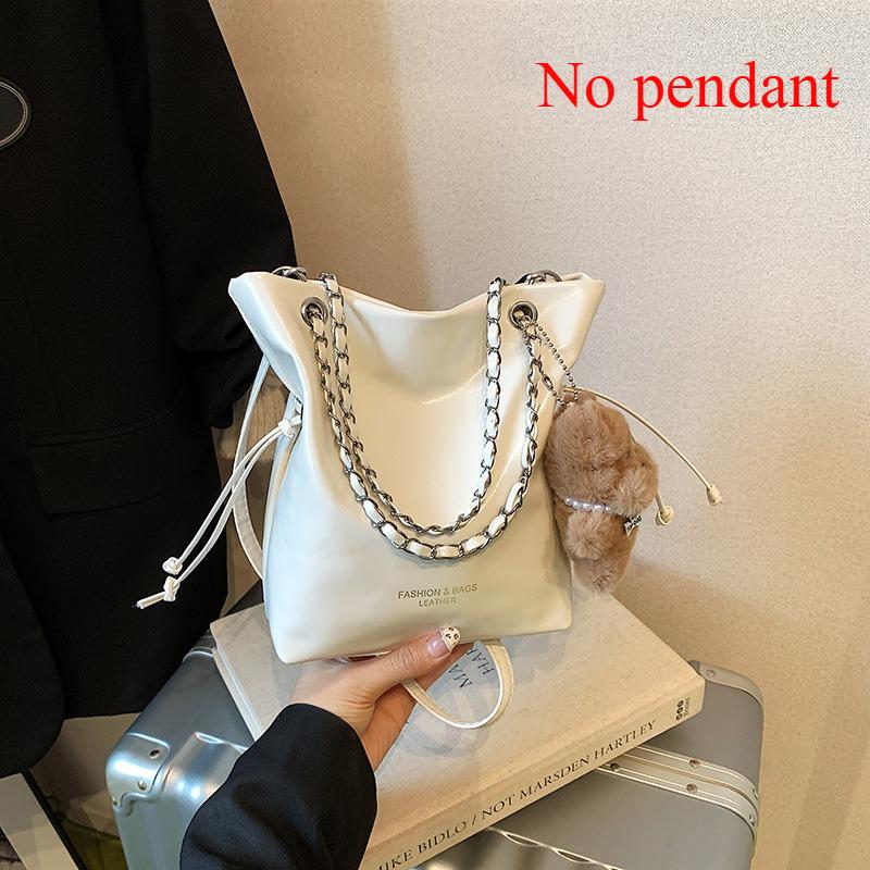 Retro Versatile Soft Pu Leather Shoulder Bags for Women Simple Ladies Bucket Handbags Portable Female Chain Crossbody Bag