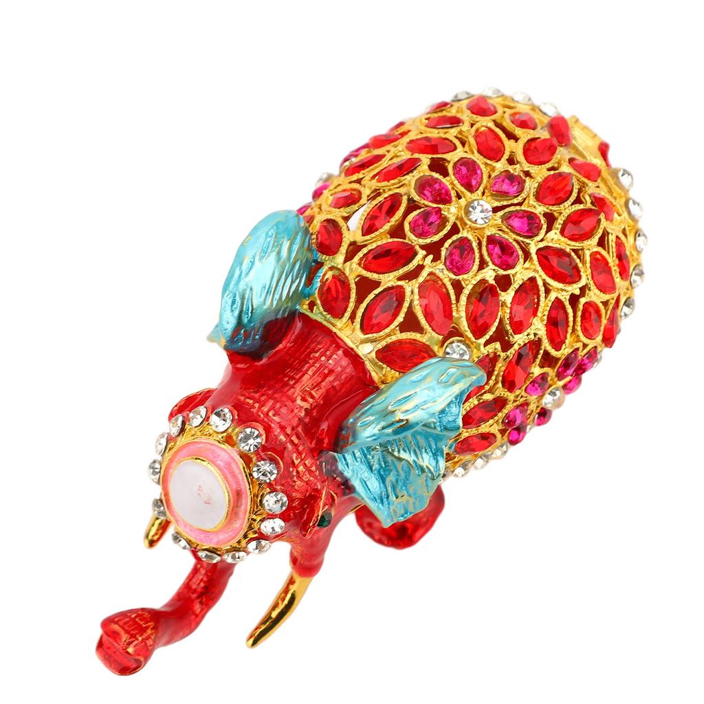 Enamel Elephant Jewelry Box Decorative Jewelry Organizer for Rings Earrings Jadestone Desktop Decor Gift Gold Red