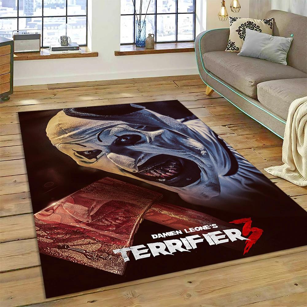 2025 New Style Terrifier 3 Horror Clown Movie Carpet Rug for Bedroom Living Room Home Sofa Decoration,kids Play Decor Floor Mat