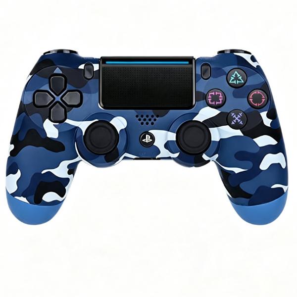 Controller di Gioco Wireless Camouflage Blu per PS4, Gamepad con Doppio Joystick con Impugnatura Ergonomica e Feedback di Vibrazione