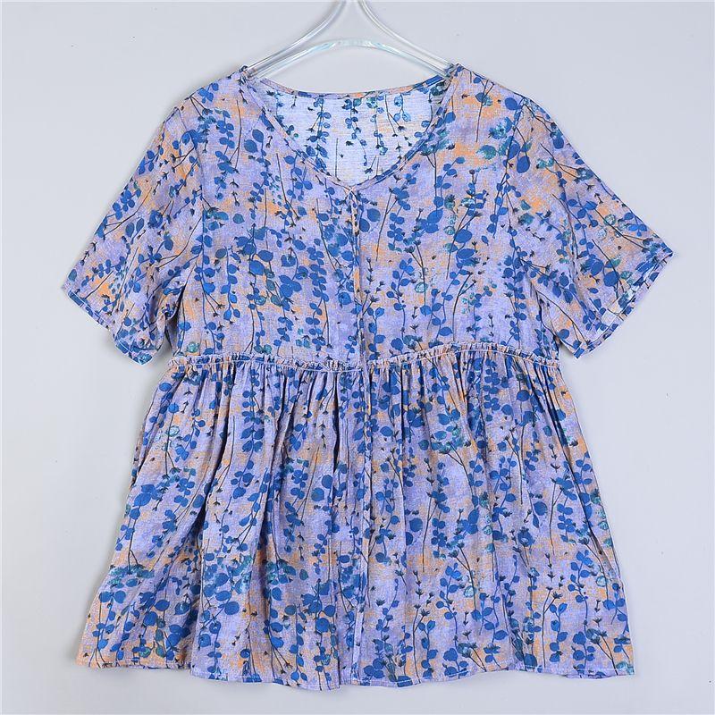 

Сладкая рубашка-пуловер с принтом в пасторальном стиле, женская 6.25 L79401, свободная, в стиле ретро, с высокой талией, легкая, с коротким рукавом, летняя 1 piece L