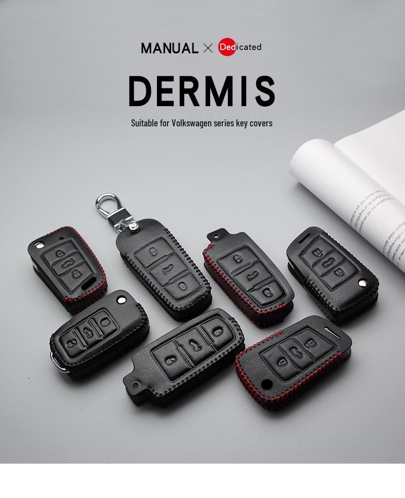 Key Case for Volkswagen: Compatible with 2017+ Magotan, Golf B8, Passat, Tiguan, Lavida, Bora - Genuine Leather