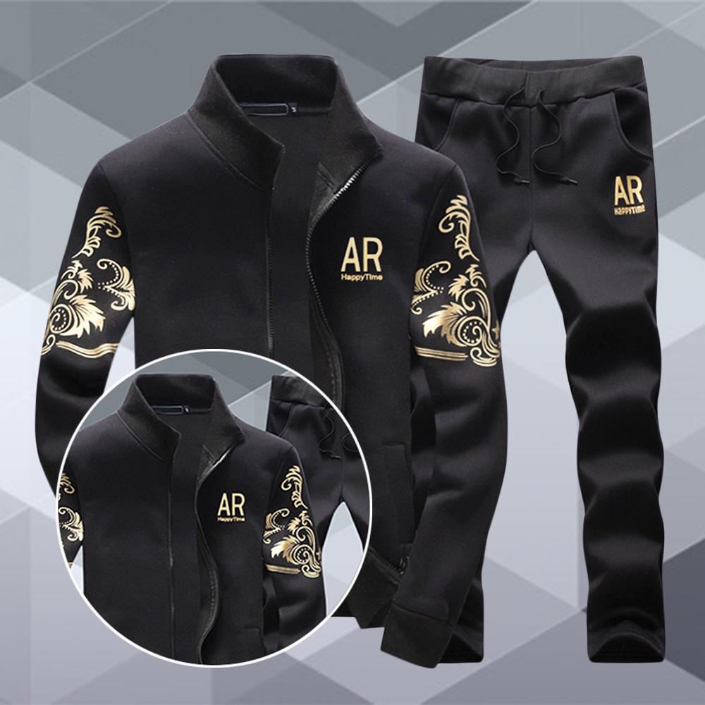 

Мужская мода повседневные спортивные костюмы толстовки куртки и брюки 5XL чёрный