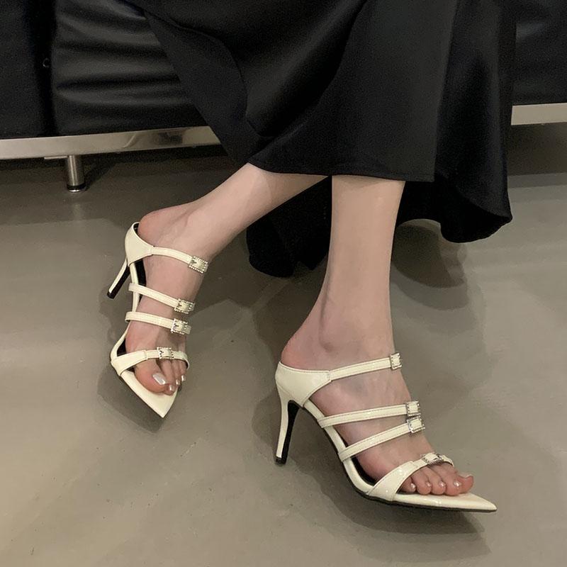 Fashion Fashion Pointed Toe Footwear Pumps Slides Ladies Thin Heels Shoes Luxury Female Slides Elegant Women 7CM High Heels Shoes