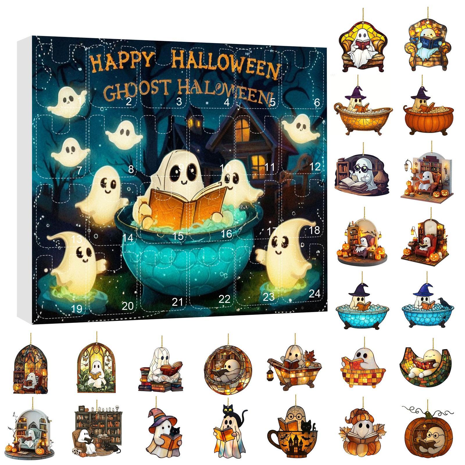 

Хэллоуин Подвесное украшение Адвент-календарь , 24 шт. Коллекционные предметы для праздничной вечеринки Обратный отсчет, Календарь обратного отсчета Хэллоуина Сюрприз One Size