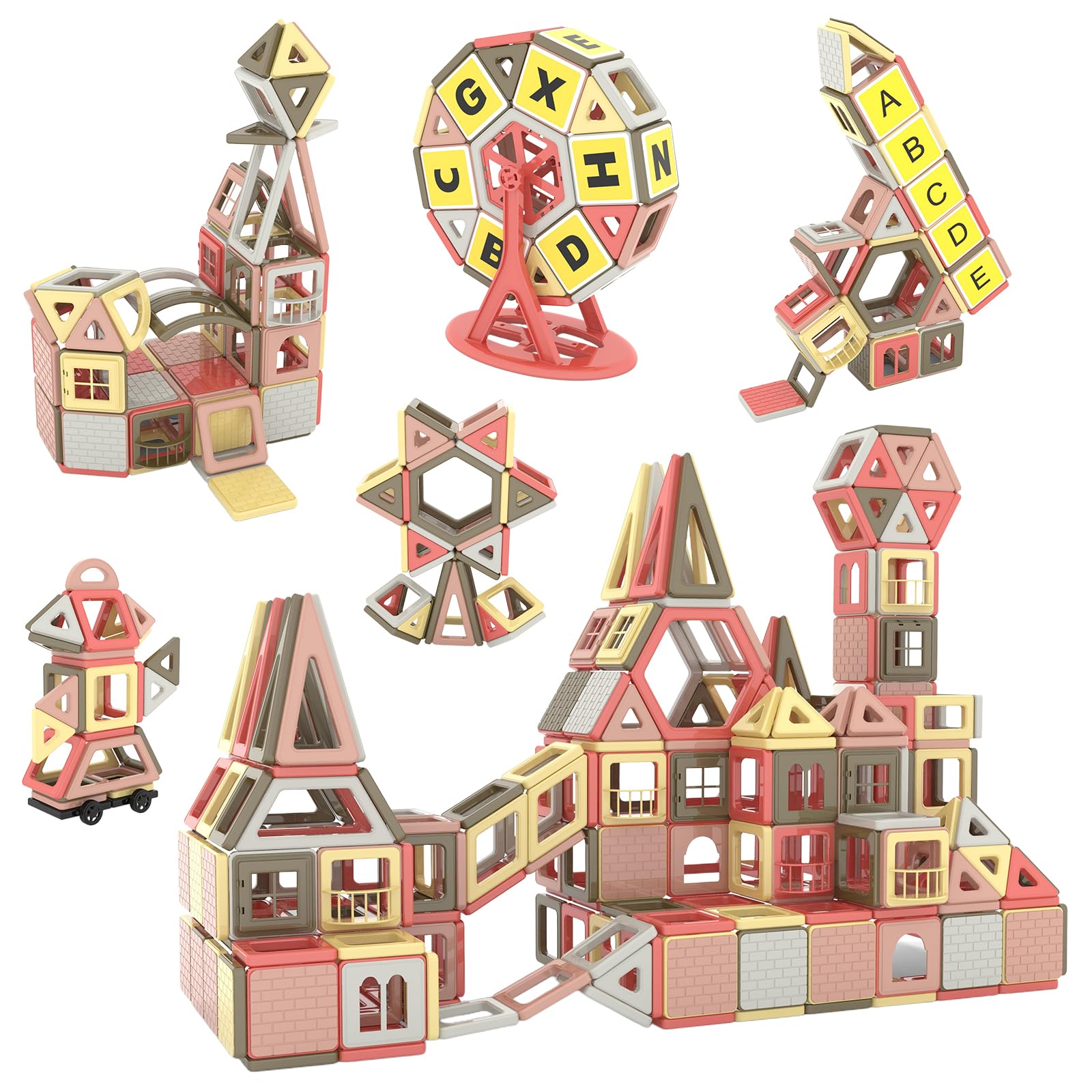 

TYORORO Magnetic Building Blocks, 184-Piece Educational Toy for Kids, STEM Education, 3D Puzzle with Animal, Vehicle, and Building Designs, Develops