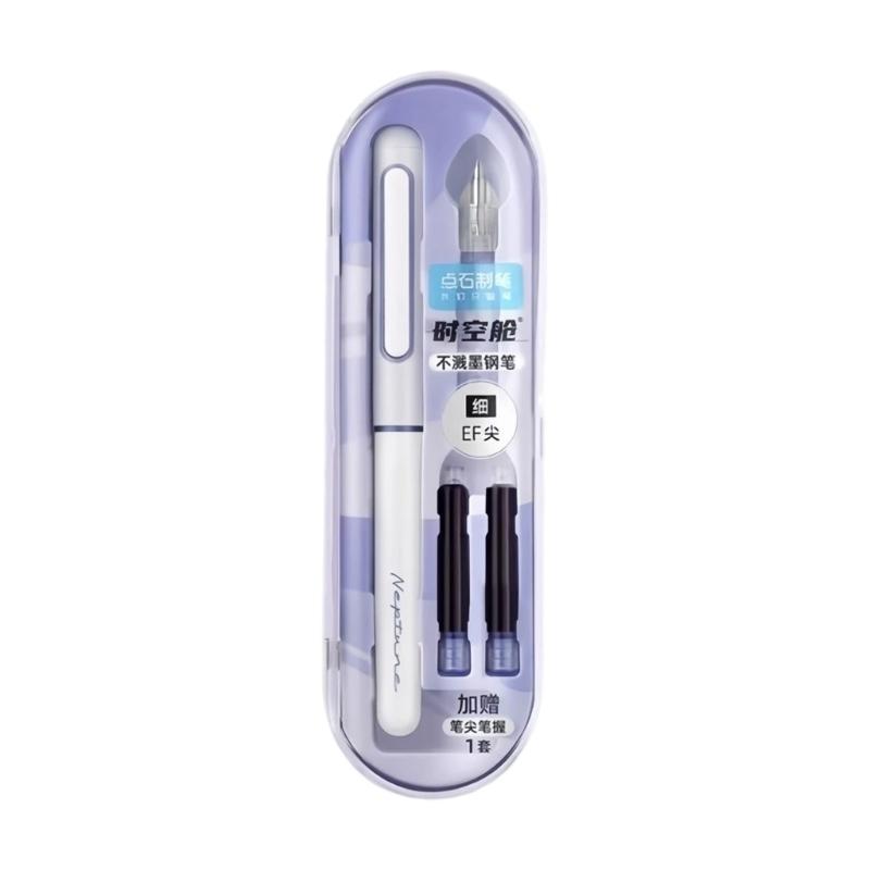 Ergonomic Fountain Pen With 2 Inks Cartridges EF Tip Fountain Pen For Students Beginner Daily Writing Note Taking