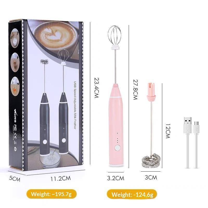 Batidora de Huevos Eléctrica de Mano Recargable 3 Velocidades Varillas de Acero Inoxidable Para Horneado Casero Espuma de Café Crema Postres
