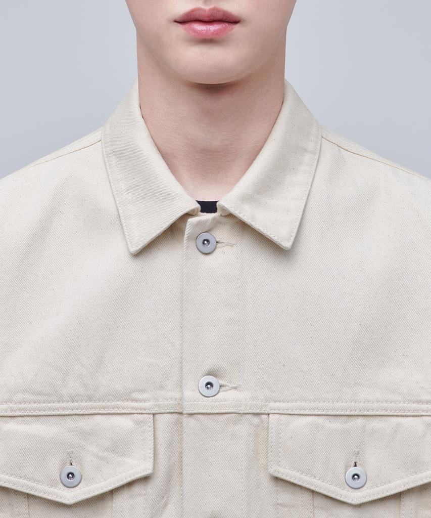 Musinsa Standard Undyed Semi-Over Denim Trucker Jacket [Raw Cotton]