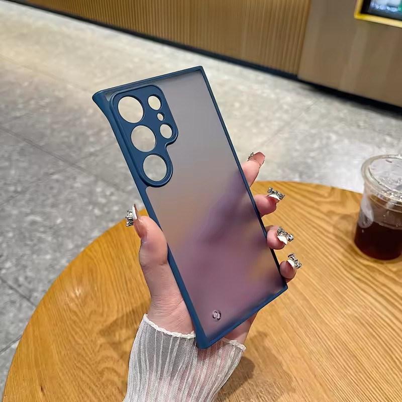 

Роскошный матовый прозрачный безрамный ультратонкий чехол для Samsung Galaxy S25 S24 S23 Ultra Plus Жесткая защита камеры задняя крышка Samsung S25 Ultra синий