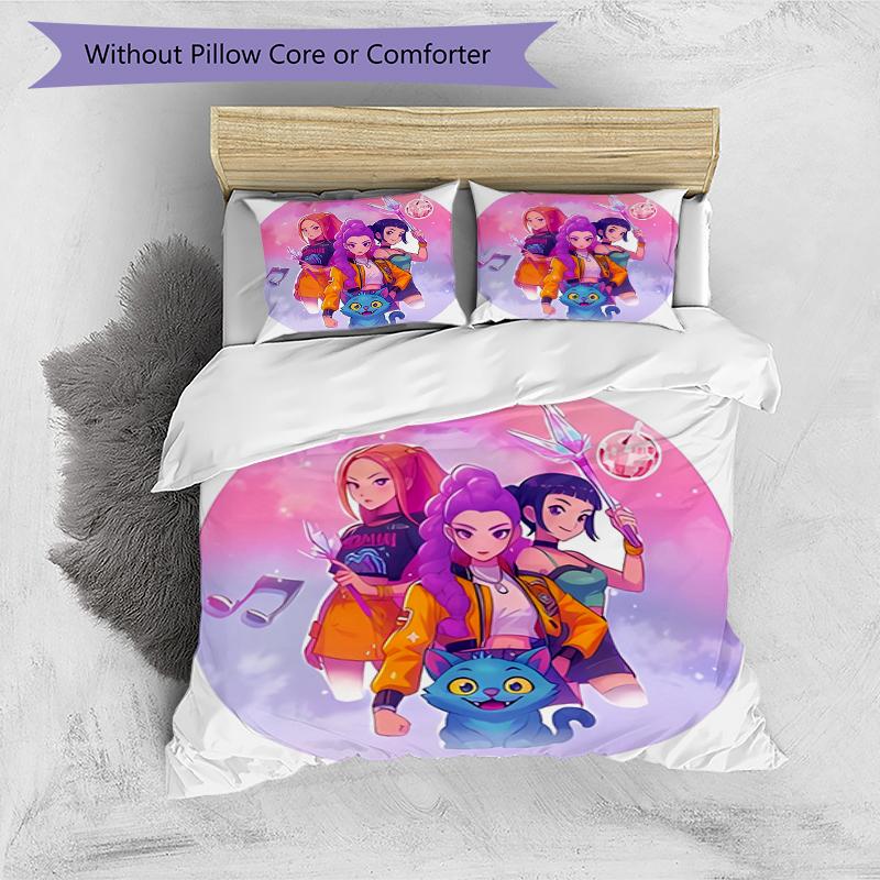 Set di biancheria da letto Kpop Hunter7 da 3 pezzi, set copripiumino include copripiumino e federe, decorazione perfetta per la camera da letto per tutte le stagioni e regalo