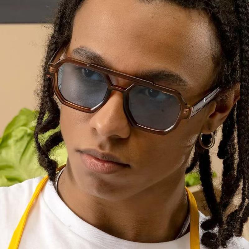 Vintage Double Bridges Polygon Sunglasses Women Men Luxury Designer Eyewear UV400 Protection Fashion Gafas De Sol