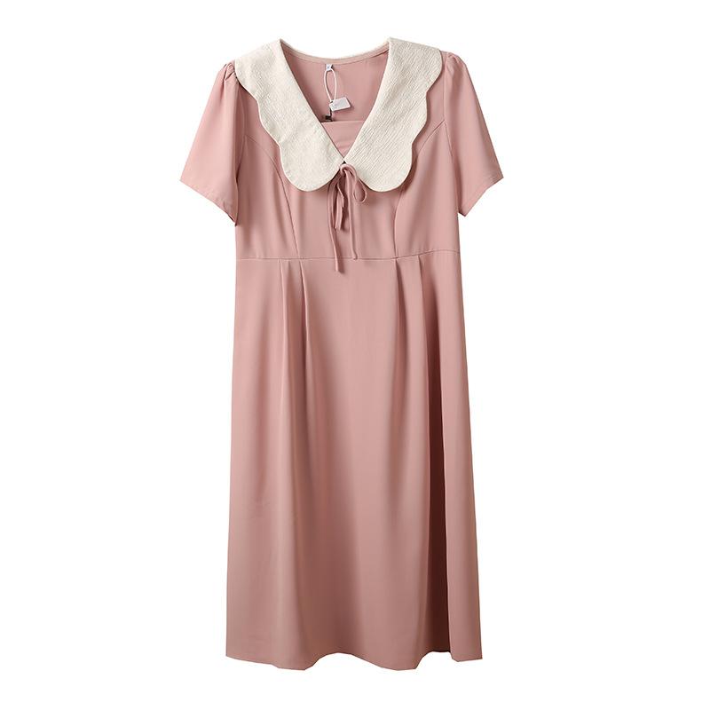 Large size fat mm French doll collar age-reducing a-word skirt summer new waist drape dress 230293