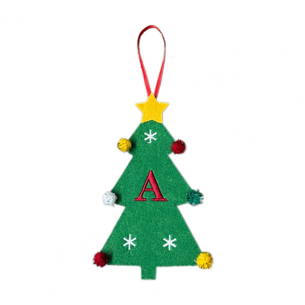 Christmas Tree Pendant Ornament with Lanyard 26 Letter Design Felt Fabric Holiday Xmas Tree Hanging Decoration