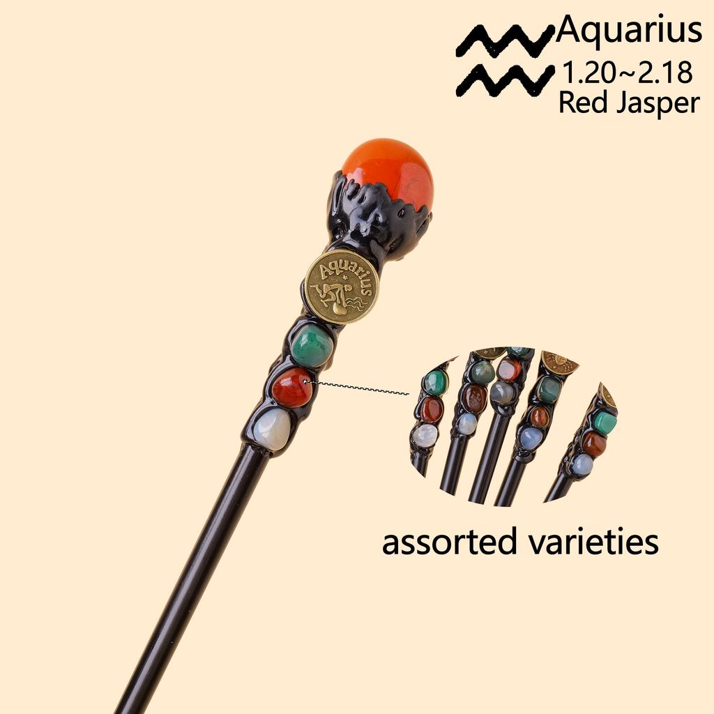 1pc Natural crystal Rolling Stone twelve Constellations scepter Magic wand Handmade DIY fairy wand magic wand propscrystal tower