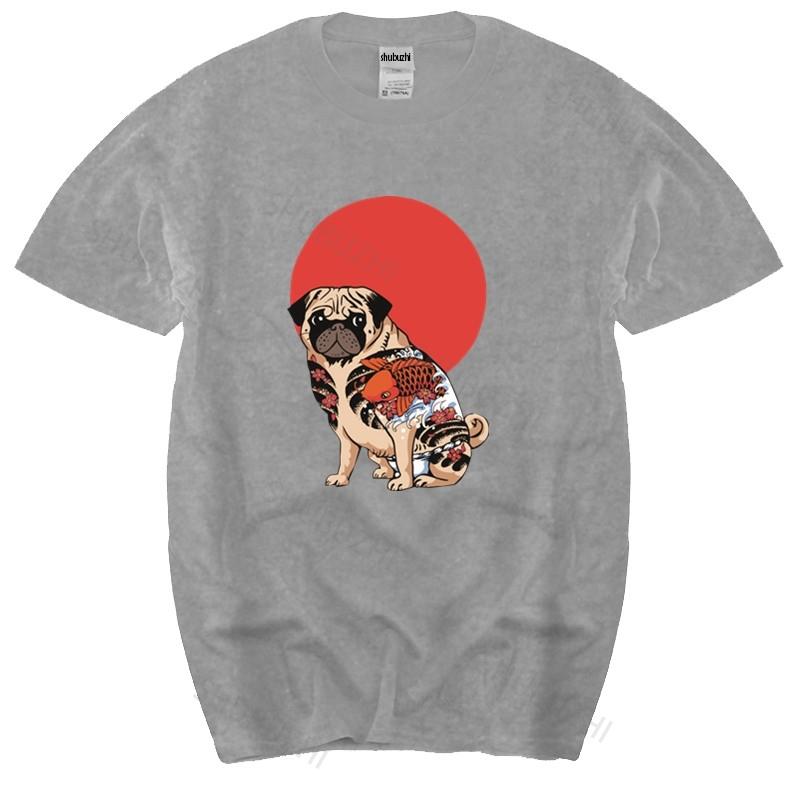 

new arrived men tshirt summer Yakuza Pug Men tshirt short sleeve casual tops hipster cartoon tattoo pug male cotton teeshirt S