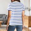 Women Striped Short Sleeve Casual Crew Neck T Shirt Classic Fit Soft Cotton Jersey Top for Everyday Wear