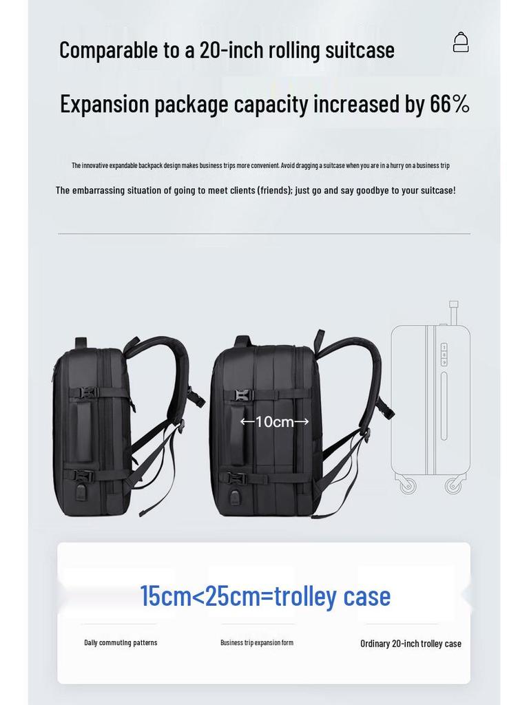 High-End Leather Film Water-Repellent Business Backpack with Large Capacity
