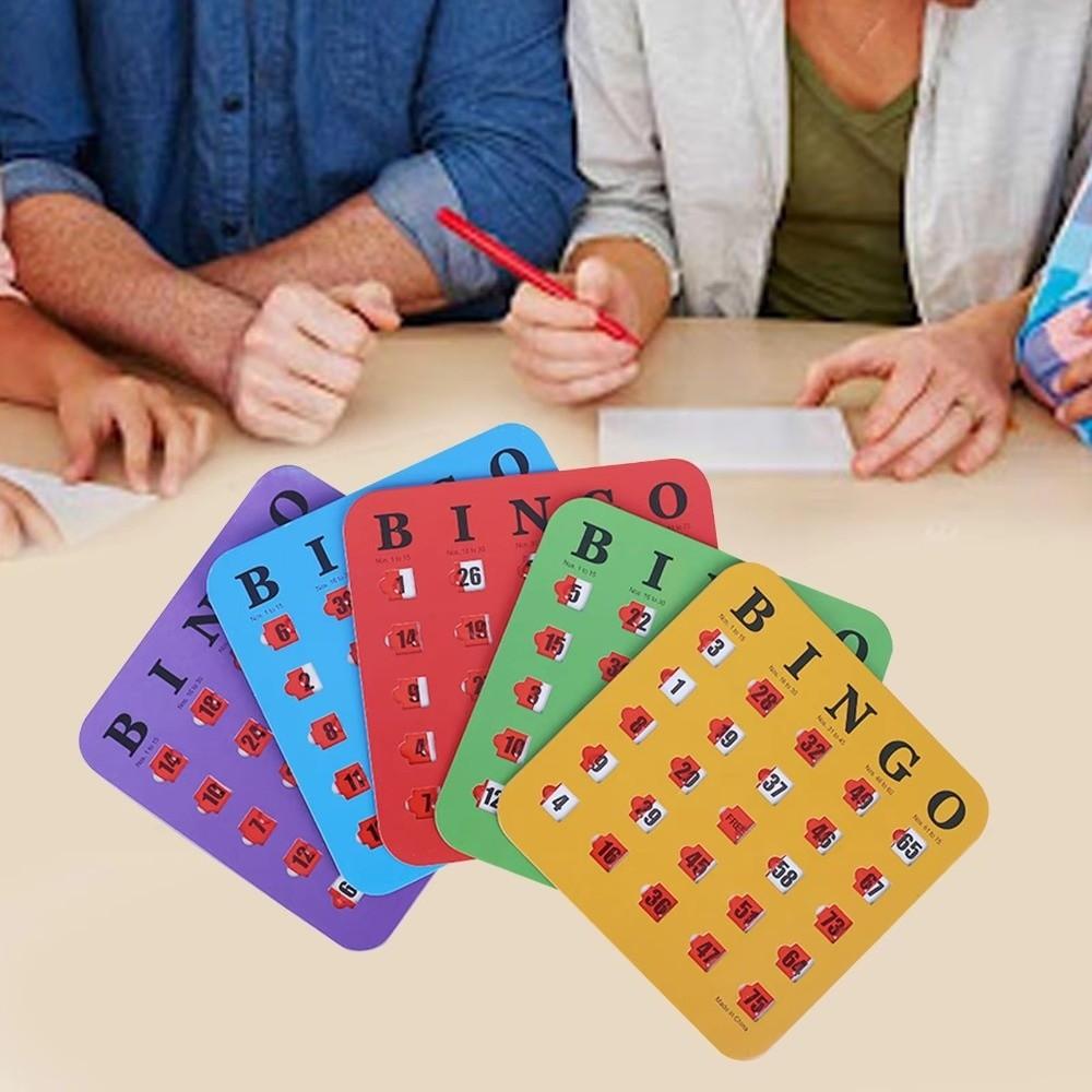 5PCS Sliding Window Slide Bingo Cards Large Print Bingo Board Cards Bingo Game Cards Group Games