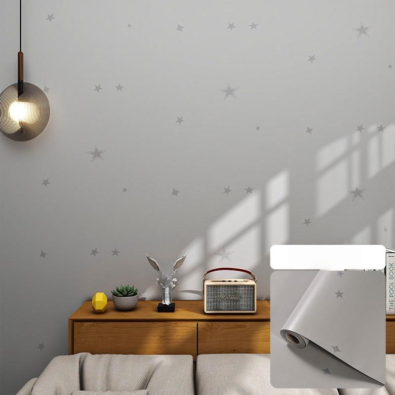 1pc 5m Bedroom Self-adhesive Wallpaper with Grid Star Pattern, Waterproof and Moisture-proof, Suitable for Dormitory Renovation