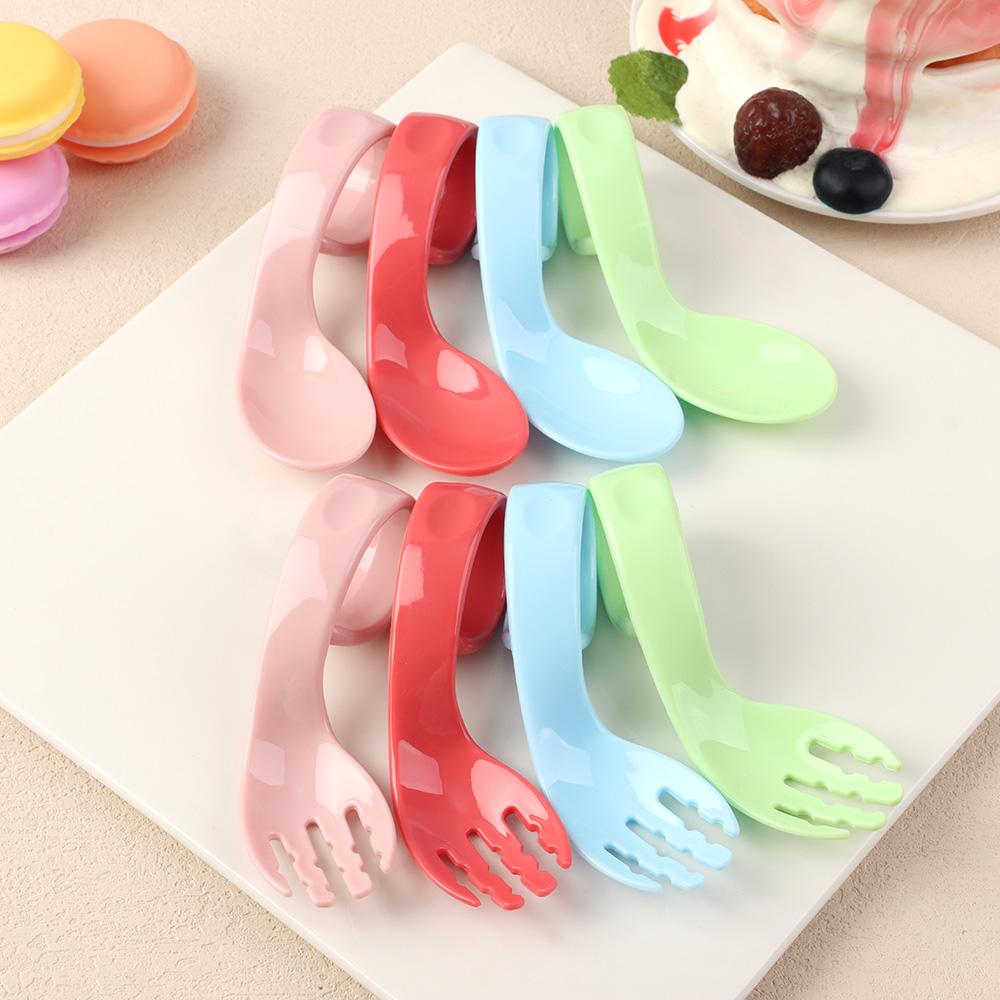 Portable Tableware Sets Antislip Utensils Baby Infant Training 2Pcs/Set Twist Fork Spoon Suit