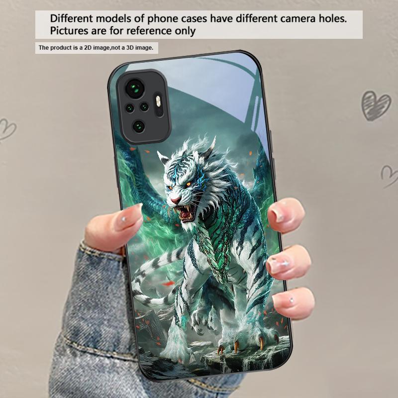 Een enorme draak en tijger Voor Redmi Note 14 Pro+ 13 Pro 8 9 9S 12S 10 Pro 11 12 13C 14C A3 12 13 K60 Ultra Zwart Glazen Telefoonhoesje