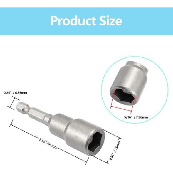 10 Stück 5/16 Zoll Schnellwechsel-Kraftnuss-Bit, Sechskant Magnetisch Kraft Sechskant Nu