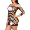 Sex Fishnet Backless Dress Hollow Hip Wrap Skirt Outfit Perspective Temptation Underwear Party Club Dress Slim Skirt