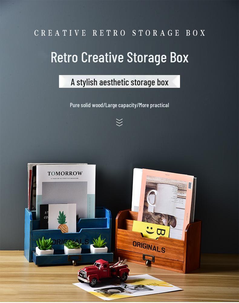 Desktop Stationery & Invoice Storage Box: Office Desk Organizer with Drawers & Compartments