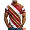 Fashion Stripe Contrasting Colors T Shirts For Men Simple Trend Streetwear 3D Printed Crew Neck Tees Casual Breathable T-shirts