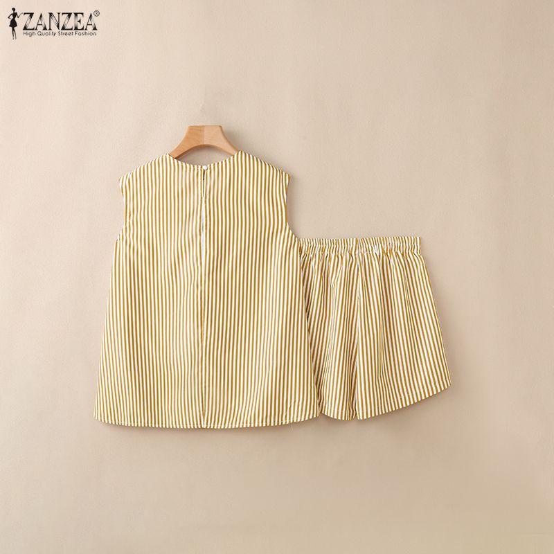 ZANZEA Women Sleeveless Vest Tops and Shorts Summer Two Piece Suit Sets