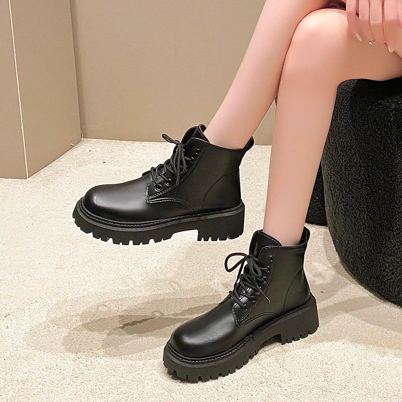 Fashion Women's Shoes 2024 Brand Ankle Women's Boots Classics Modern Boots Women Round Toe Front Lace-up Low Heel Plus Size Ladies Shoes