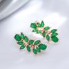 Full Emerald Cut Zircon Crystal Flower Drop Earrings For Women Luxury  Rose Gold Color Daily Fine Ethnic Jewelry