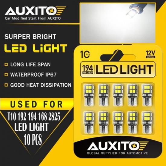 10X AUXITO T10 LED License Plate Light Interior Bulbs White 168 2825 194 14E EOA
