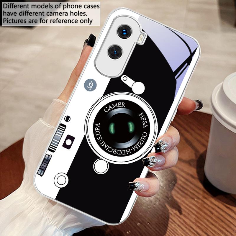 Dark Green Camera Pattern For Honor 30 50 50SE 70 Pro 90 200 200Pro Magic 4 5 7 Lite X9c Smart X50i Plus X9 X30 Glass Phone Case