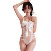 Long Night, romantic lingerie, sexy lace-up, cutout bow, lace seductive, Revealing breasts, halter jumpsuit 2029