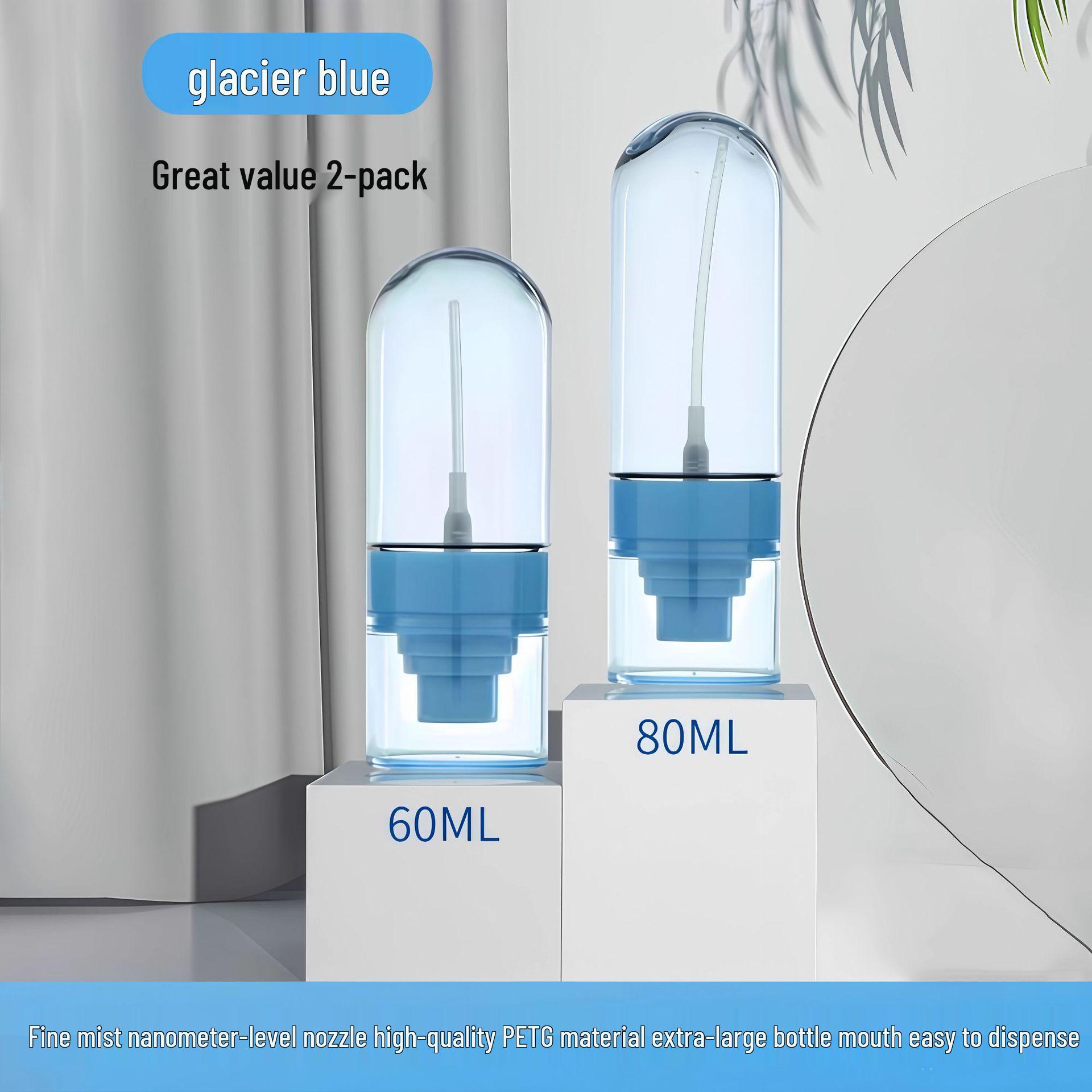 

Set of 2 Fine Mist Nano Spray Bottles - Press-Type Dispenser for Cosmetics