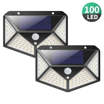 Lampe Solaire,2 Pack Lampe Solaire Exterieur 100 Led De Éclairage Détecteur De Mouvement Lumière Murale