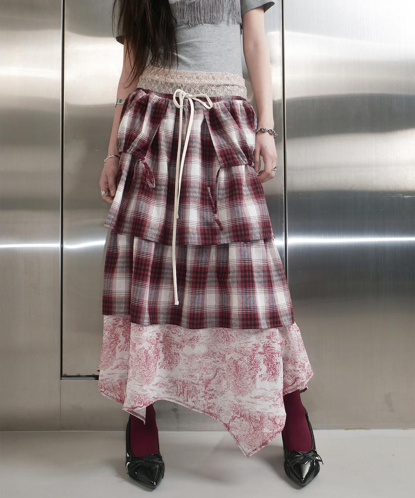 Seutillesseodi Check Tiered Skirt