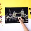 Tablero de Papel para Pintar Paisaje Nocturno con Arte Mágico Rasca Premium Para Actividades Educativas Atractivas