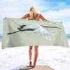 Red-Crowned Crane Series Seaside Vacation Beach Towel Swimming Bath Towel Microfiber Sports Towel