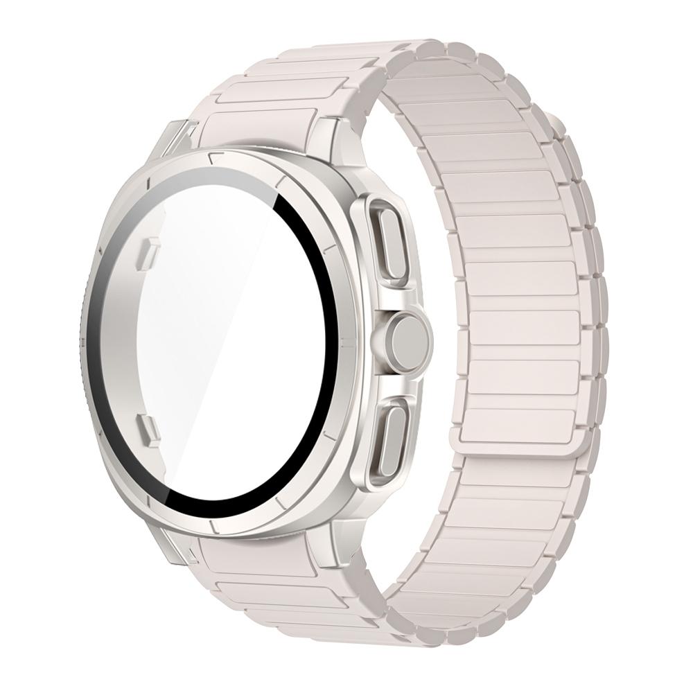 PC Case+Strap Upgrade To Ultra 47mm for Samsung Galaxy Watch 7 40mm 44mm No Gaps Silicone Magnetic Band PC Tempered Glass Screen