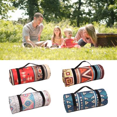 Faltbare Picknickdecke mit Retro-Muster und Aluminiumfolienbasis mit Aufbewahrungsseil, Verbundverfahren, Camping, wasserdichte, feuchtigkeitsbeständige Matte, Outdoor-Zubehör