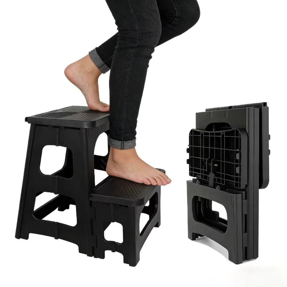 Multi Functional Foldable Stool Stable Support Anti Slip Folding Ladder Thickened Plastic Lightweight Climbing Stool Garage