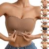 Wireless Front Closure Strapless Bras For Women Push Up Bandeau Comfort Front Hook Bottom Hem Bralette Underwear