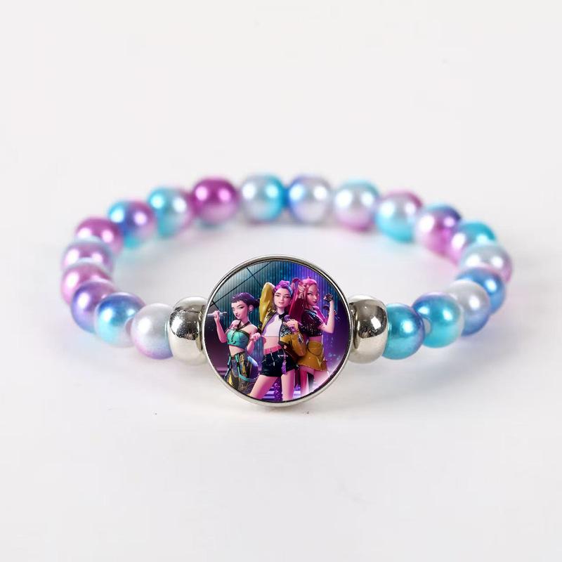 Ins Style Cartoon Beaded Bracelet, 2025 Spring New Glass Charm Jewelry, Unisex Handmade Gift for Travel Souvenir, 16+6cm Adjustable Chain