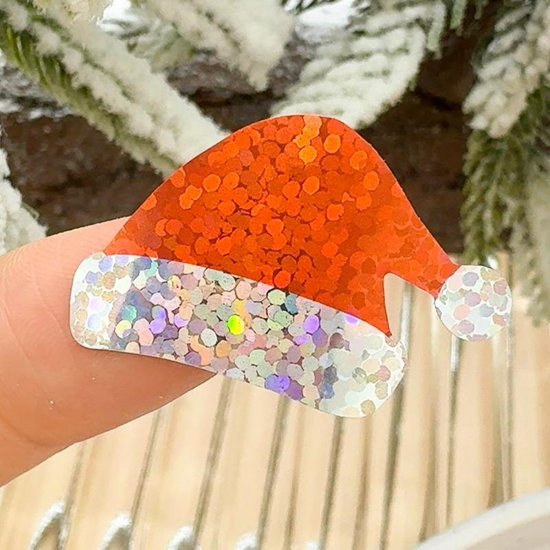 1/5Rolls Merry Christmas Stickers Red Santa Hat Decal Christmas Theme Seal Labels Stickers Package Envelope Decorative Supplies