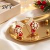 Christmas Gift for Her 1 Pair Red Stocking Stud Earrings Women, Sparkly Rhinestone Enamel Cute Snowflake Studs Sock Shaped Earring with Snowflake,